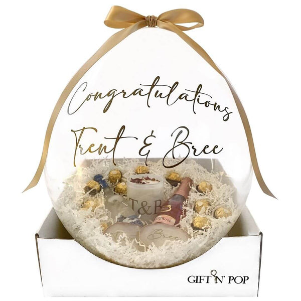 Personalised Luxe Stuffed Gift Balloon hamper sydney gifts birthday present customised chocolates cash proposal christening moet preserved flowers occasion events bible candle coaster wine housewarming  Gift n pop