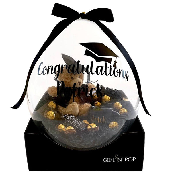 Personalised Luxe Stuffed Gift Balloon chocolates hamper sydney gifts birthday present customised chocolates cash proposal christening moet preserved flowers occasion events wine graduation roses drink bottle